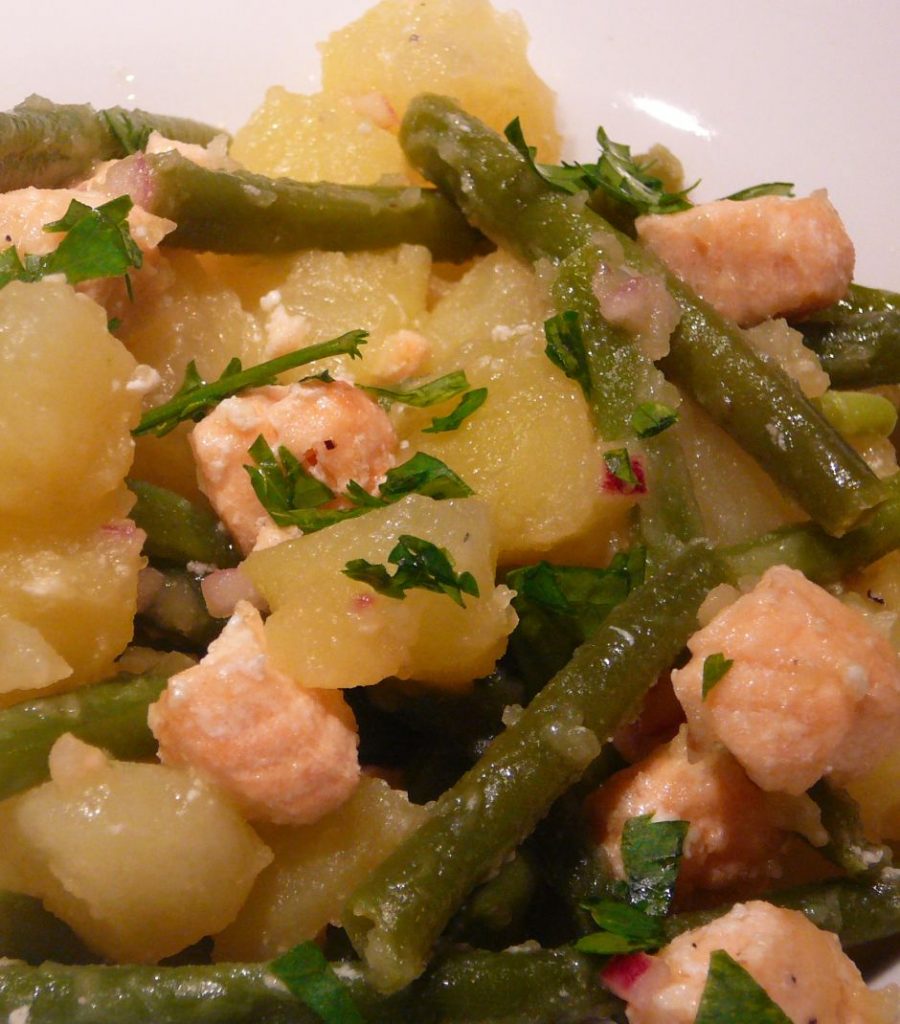 Salade de haricots verts pommes de terre et saumon
